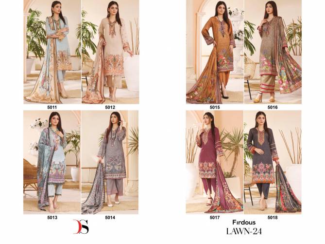 Firdous Lawn 24 By Deepsy Suits Embroidery Cotton Pakistani Suits Wholesale Shop In Surat